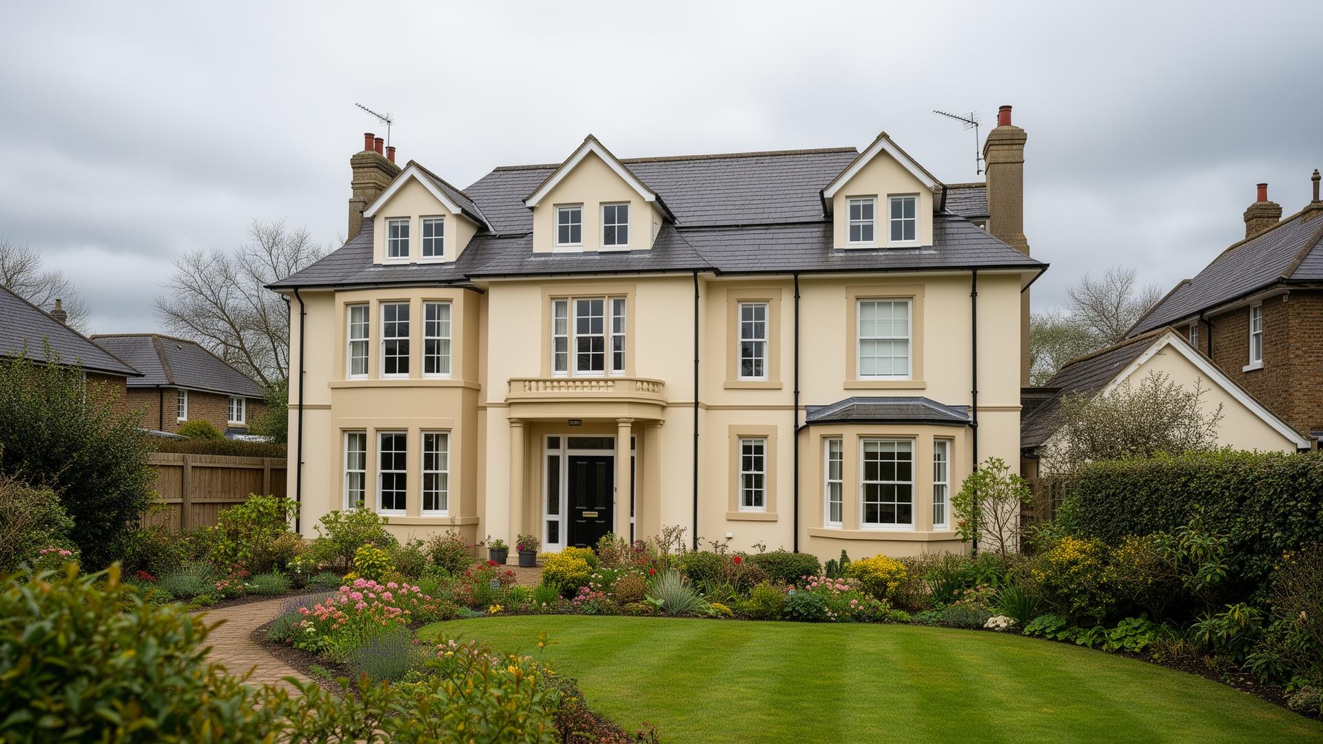 Bungalow with cream silicone render